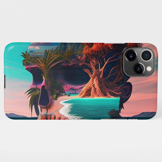 Colored skull head iPhone case (Back Horizontal)