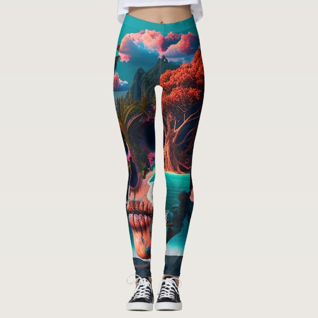 Colored skull head leggings (Front)
