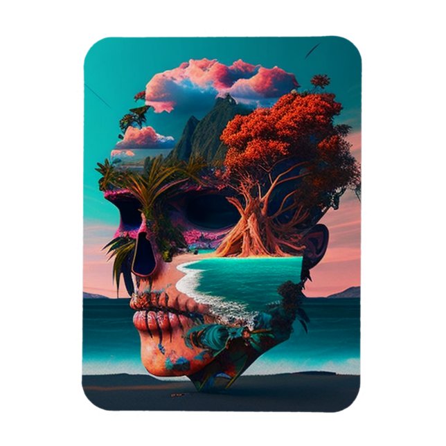 Colored skull head magnet (Vertical)