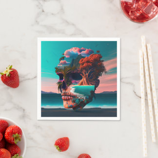 Colored skull head napkin