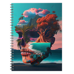 Colored skull head notebook