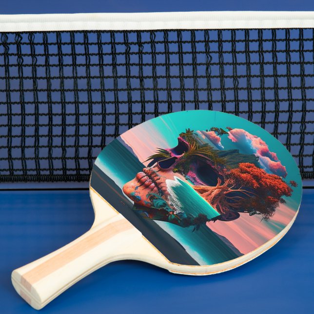 Colored skull head ping pong paddle (Insitu)