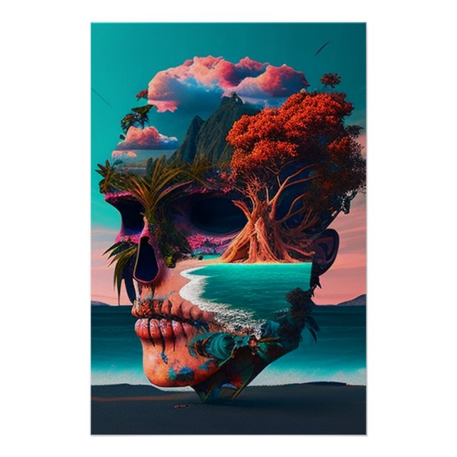 Colored skull head poster (Front)