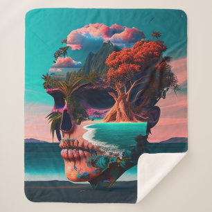 Colored skull head sherpa blanket
