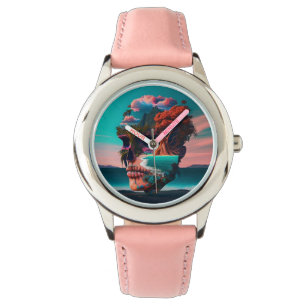 Colored skull head watch