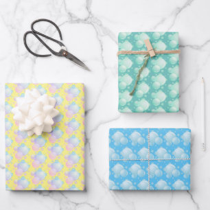 Colored soap bubbles wrapping paper sheets