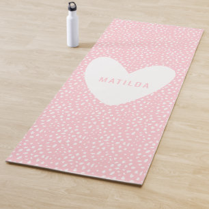 Colored spot print with heart personalized yoga mat