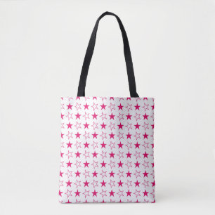 Colored stars seamless pattern, pink stars vintage tote bag