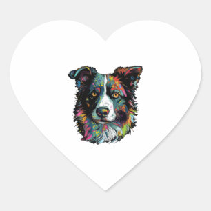 Colorepup Portraits' Border Collie cute Art Heart Sticker