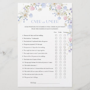 Colorfil Wildflower Bridal Shower Over Under Game