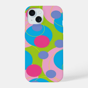 Colorfu lRetro Circle Dots Candy Pink Funky Groovy iPhone 15 Case