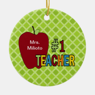 Colorful #1 Teacher Christmas Ornament