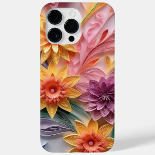 COLORFUL 3-D QUILL PAPER LOOK FLORAL PATTERNS Case-Mate iPhone 14 PRO MAX CASE