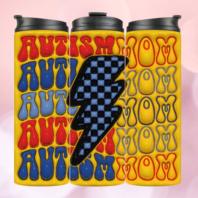 Colorful 3D Inflated Autism Mom Tumbler! Thermal Tumbler (Creator Uploaded)