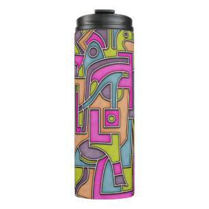 Colorful 60s Mod Geometric Abstract Thermal Tumbler