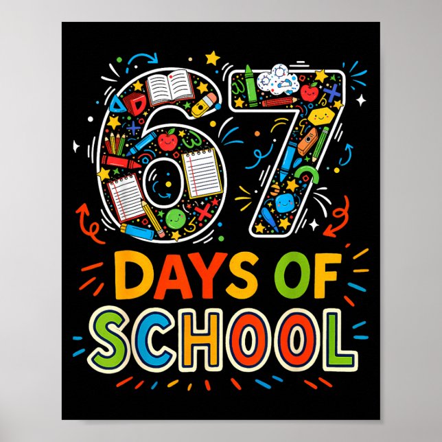 Colorful 67 Days Of School Clroom Learning Celebra Poster (Front)