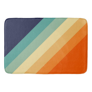 Colorful 70s 80s Retro Striped Stripes Bath Mat