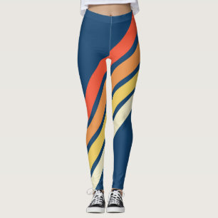 Colorful 70s 80s Retro Striped Stripes Leggings