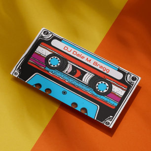Colorful 90s Cassette Tape Dj Singer Songwriter Business Card