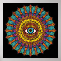 Colorful 90s Mandala Art -Trippy Third Eye Graphic