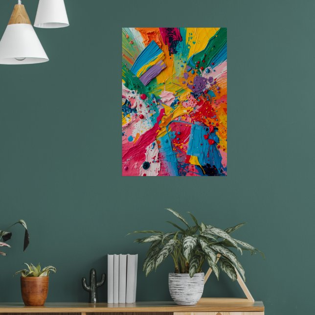 Colorful Abstract Acrylic Paint Splash Poster | B (Living Room 1)