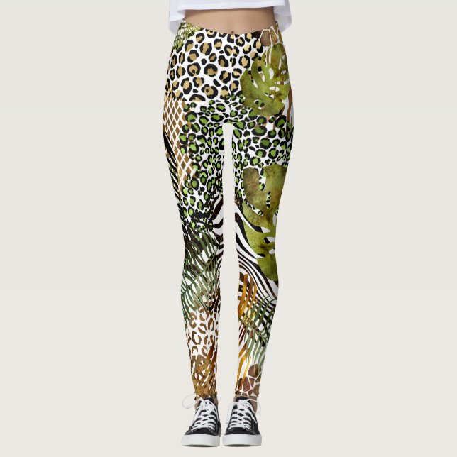 Colorful abstract animal jungle leggings (Front)
