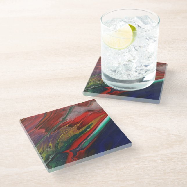 Colorful abstract art coaster (Angled)