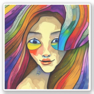 Colorful Abstract Art Pretty Girl