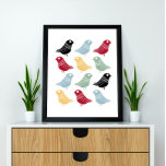 Colorful Abstract Birds Mid-Century Retro Poster<br><div class="desc">This fabulous mid century modern poster features rows of bright birds,  in the colors of red,  blue,  green,  yellow,  and black. This will make a colorful addition to your home decor!</div>