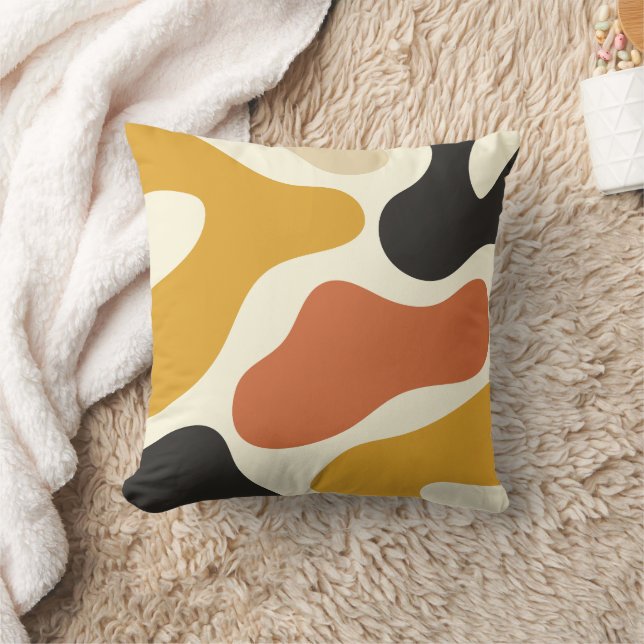  colorful Abstract Black And mustard orange Cushion (Blanket)