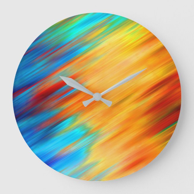 Colorful Abstract Blue Orange Flare Large Clock (Front)