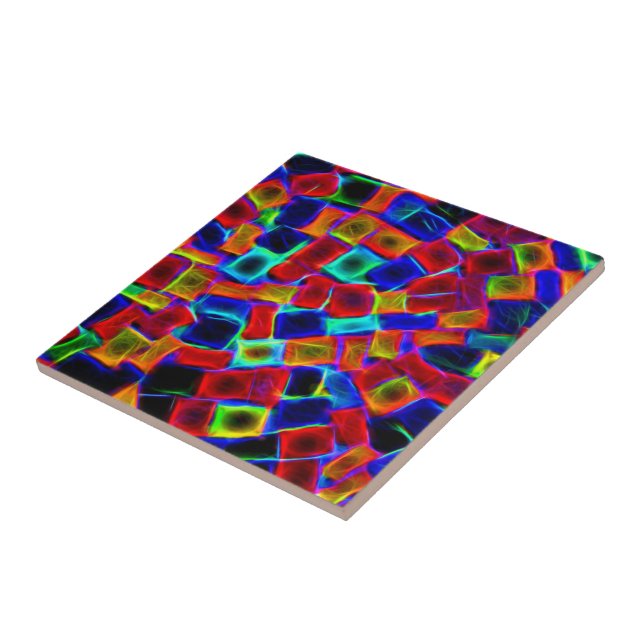 Colorful Abstract Bokeh Blocks Pattern Tile (Side)