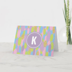 Colorful Abstract Brushstrokes  Pattern Monogram Note Card