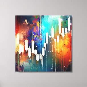 Colorful abstract candlestick chart painting canvas print