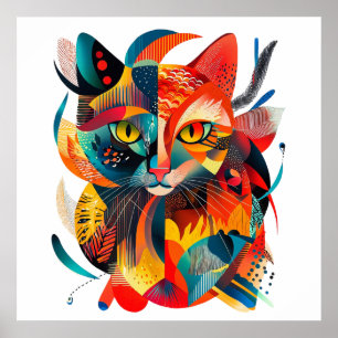 Colorful abstract cat🐱🎨 poster