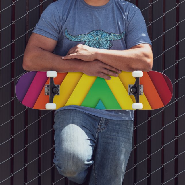 Colorful Abstract Chevron Pattern Skateboard (Outdoor 3)