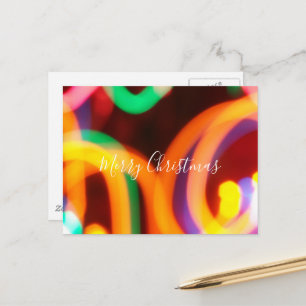 Colorful Abstract Christmas Lights Merry Christmas Postcard