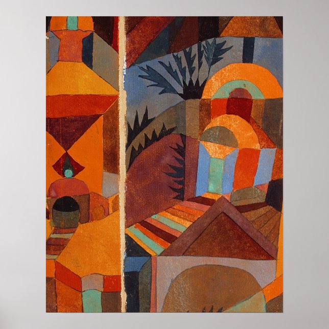 Colorful Abstract Cubism Klee Temple Gardens Poster (Front)