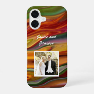 Colorful Abstract design with Personal Photo iPhone 16 Case
