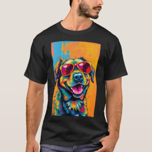 Colorful Abstract Dog with Sunglasses T-Shirt