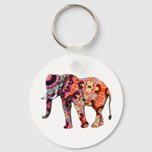 Colorful abstract elephant key ring