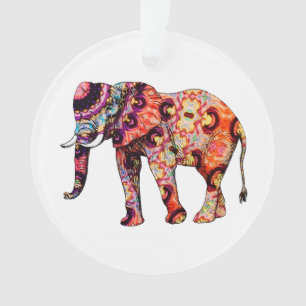 Colorful abstract elephant ornament