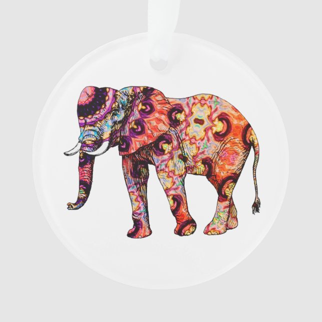 Colorful abstract elephant ornament (Front)