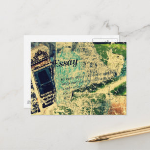 Colorful Abstract Essay Mixed Media Collage Postcard