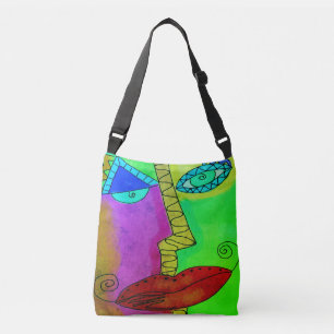 Colorful Abstract Face Crossbody Bag