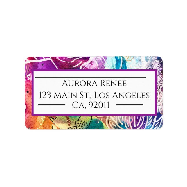 Colorful Abstract Floral Address Label (Front)