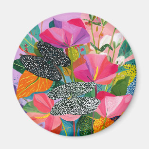 Colorful Abstract Floral Pattern Magnet