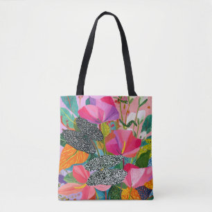 Colorful Abstract Floral Pattern Tote Bag