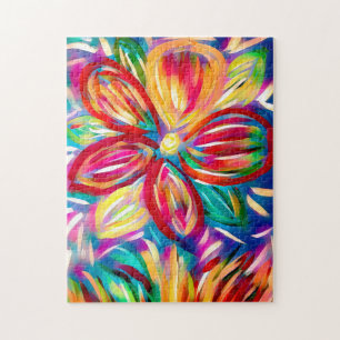 Colorful Abstract Flower Custom Rainbow Jigsaw Puzzle