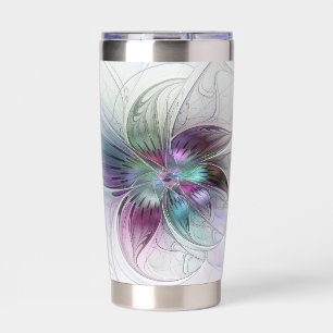 Colorful Abstract Flower Modern Floral Fractal Art Insulated Tumbler